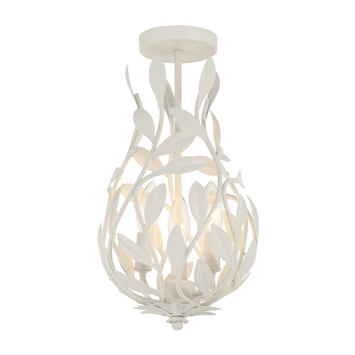 Broche Three Light Semi Flush Mount in Matte White