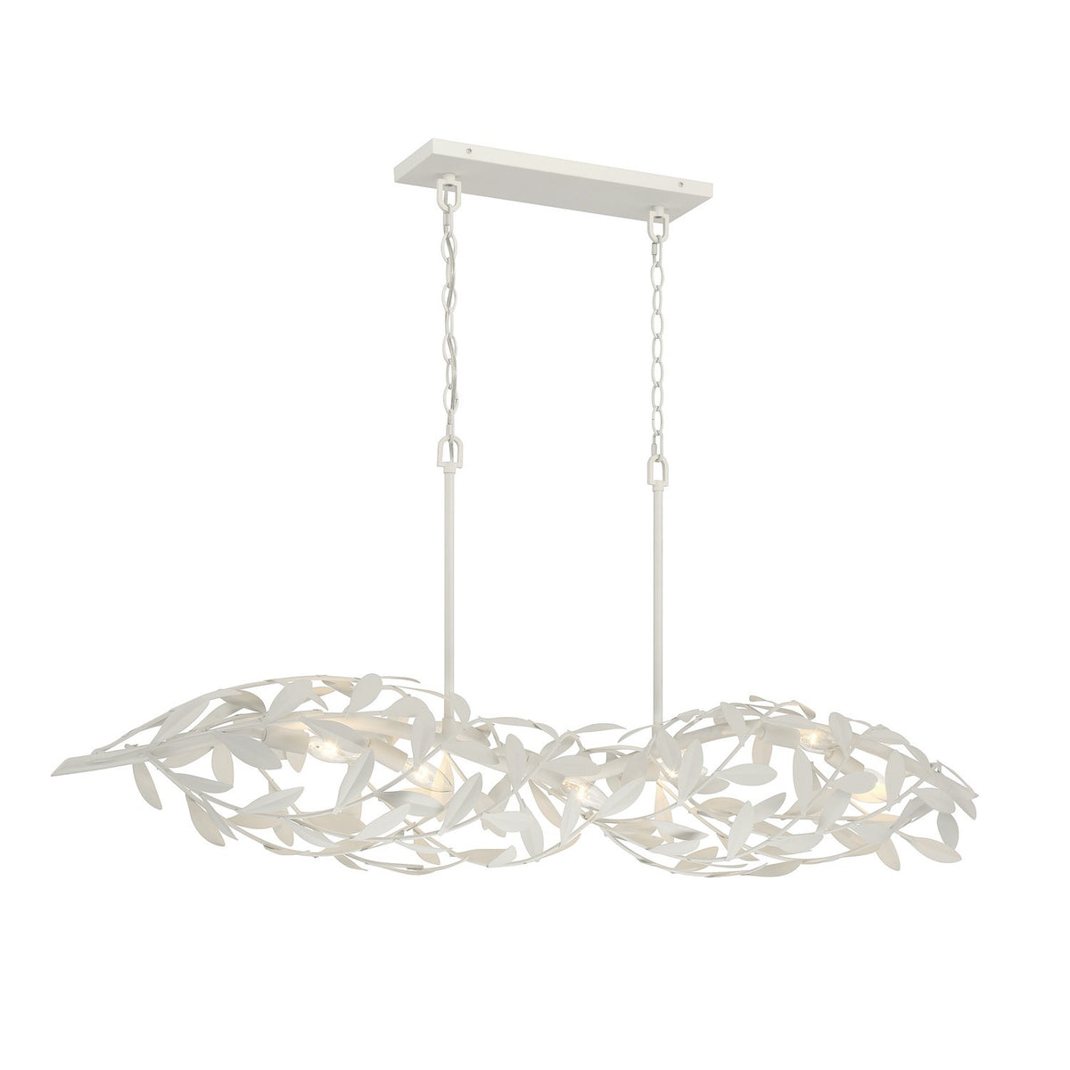 Broche Six Light Linear Chandelier in Matte White