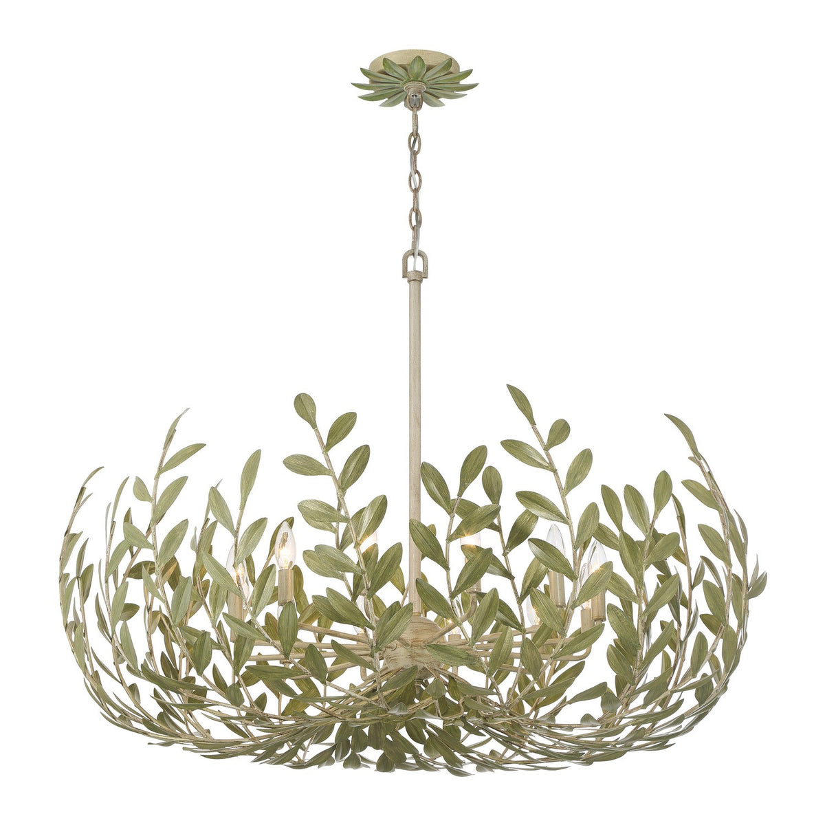 Broche 12 Light Chandelier in Champagne Green Tea
