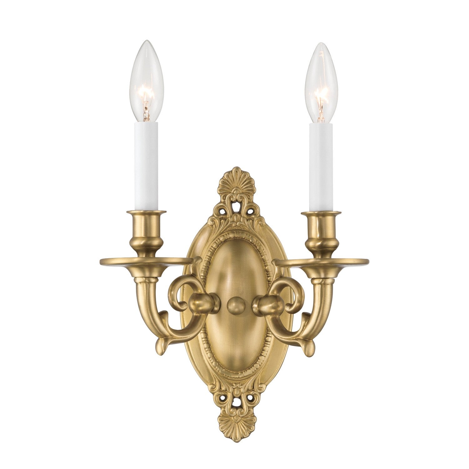 Milford Two Light Wall Sconce in Aged Brass