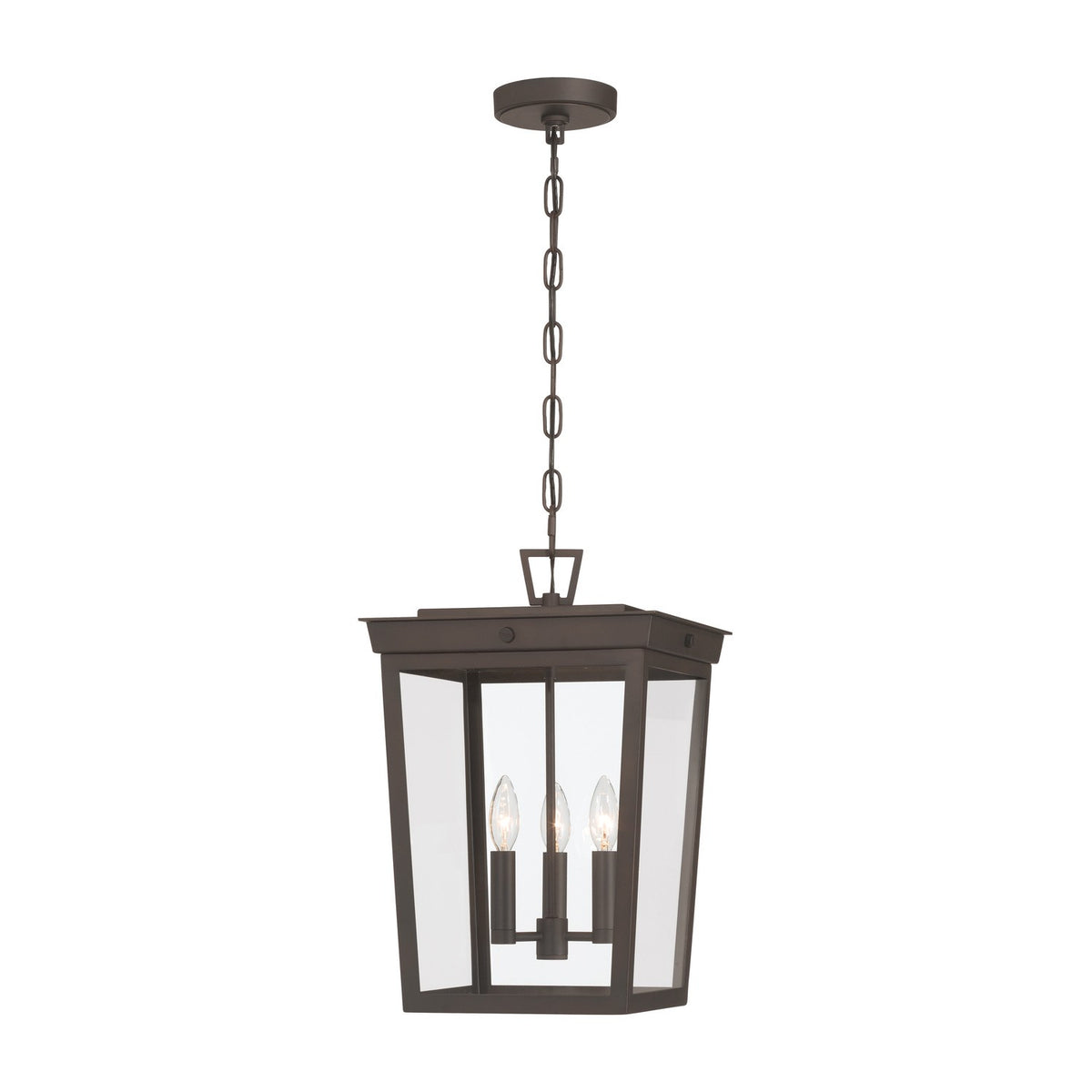 Belmont Three Light Outdoor Pendant in Twilight Bronze
