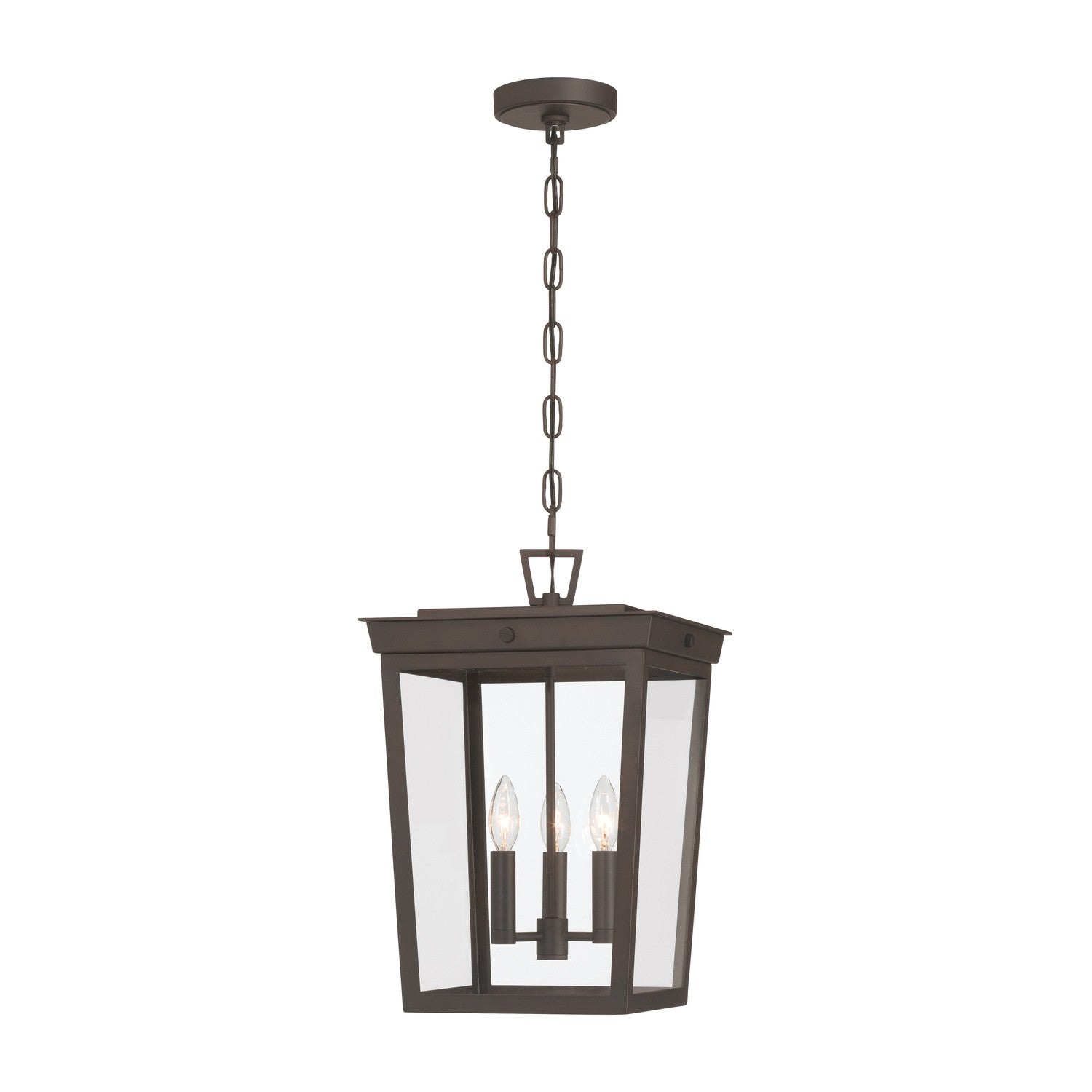 Belmont Three Light Outdoor Pendant in Twilight Bronze