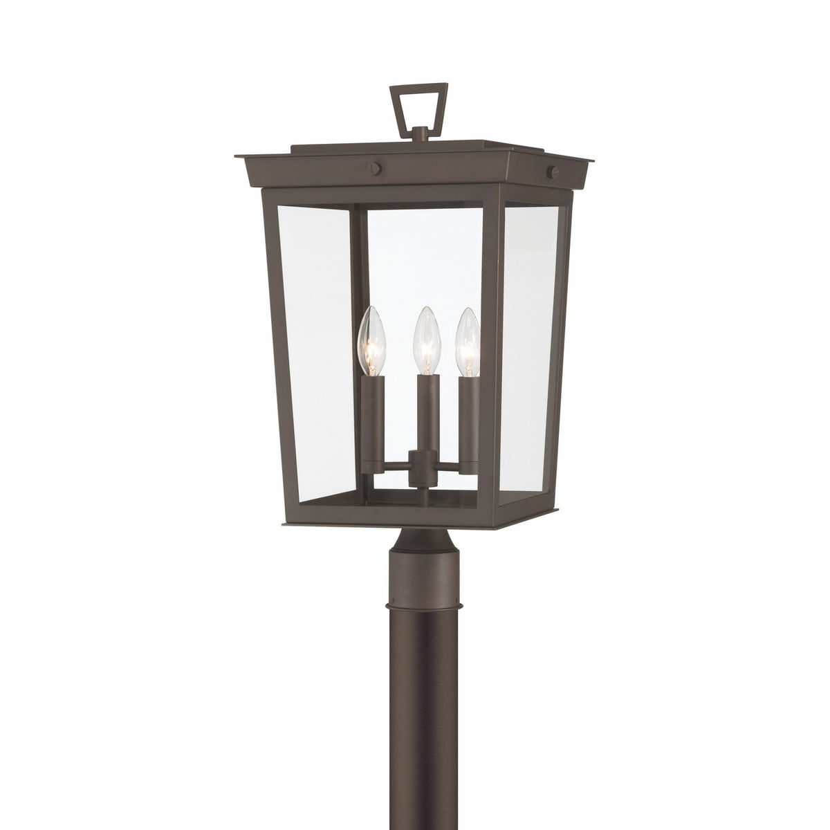 Belmont Three Light Outdoor Post Mount in Twilight Bronze