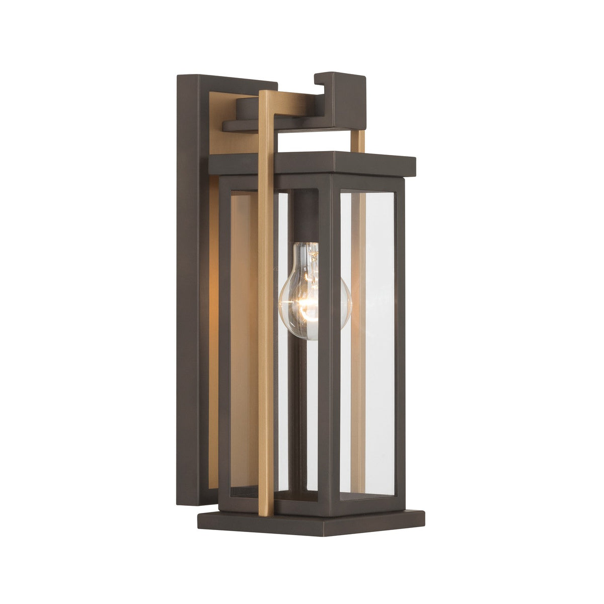 Lendel One Light Outdoor Wall Sconce in Twilight Bronze + Textured Gold