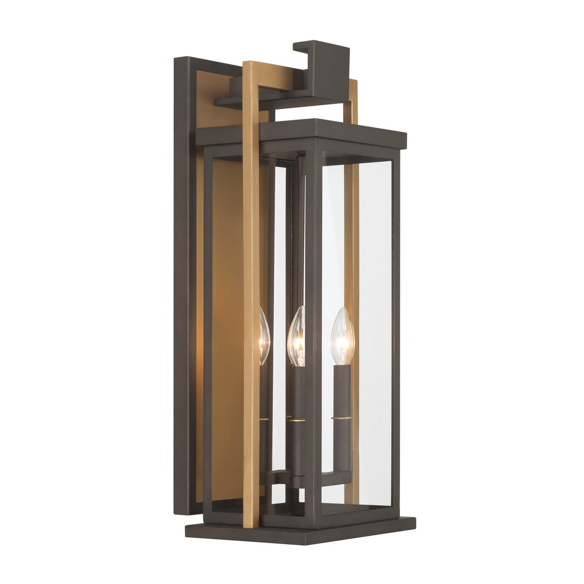 Lendel Four Light Outdoor Wall Sconce in Twilight Bronze + Textured Gold