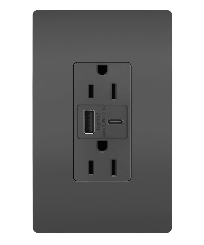 15A Tamper-Resistant USB Type A/C Outlet