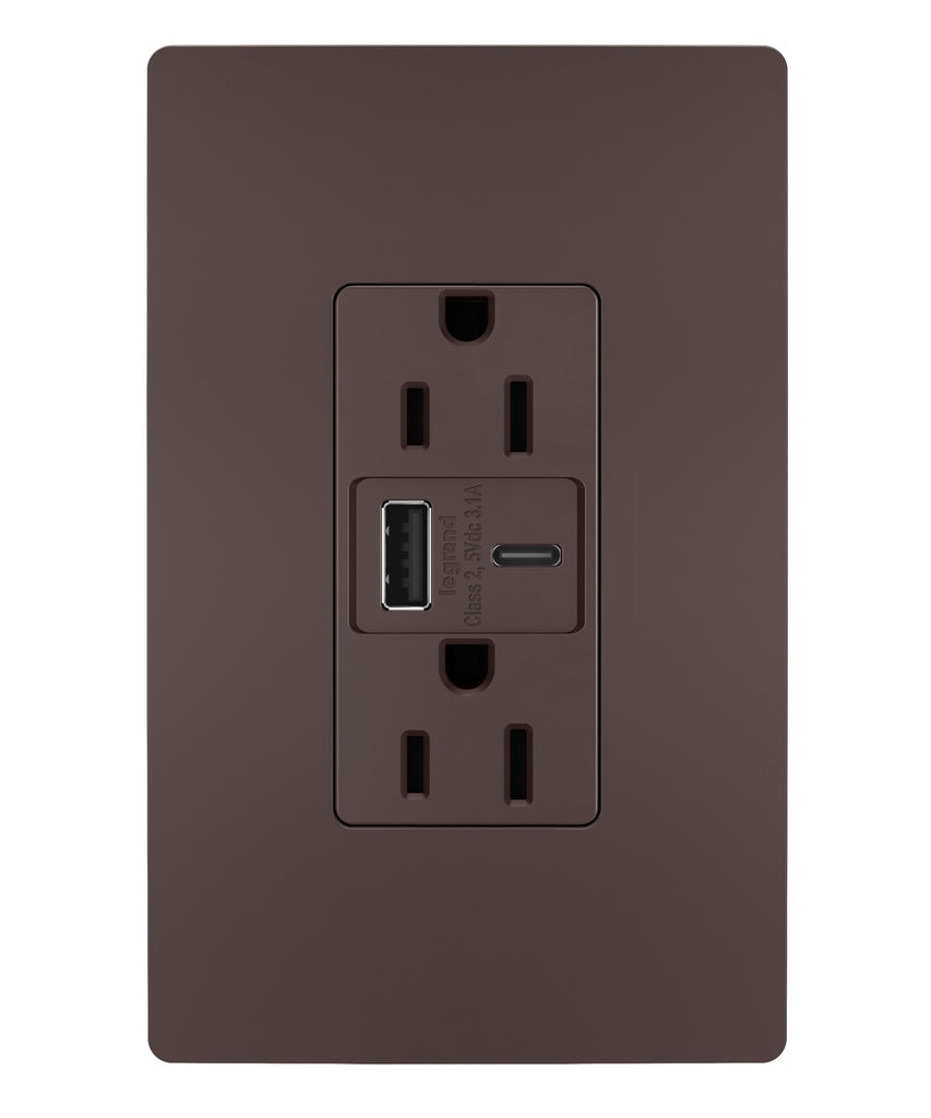 15A Tamper-Resistant USB Type A/C Outlet