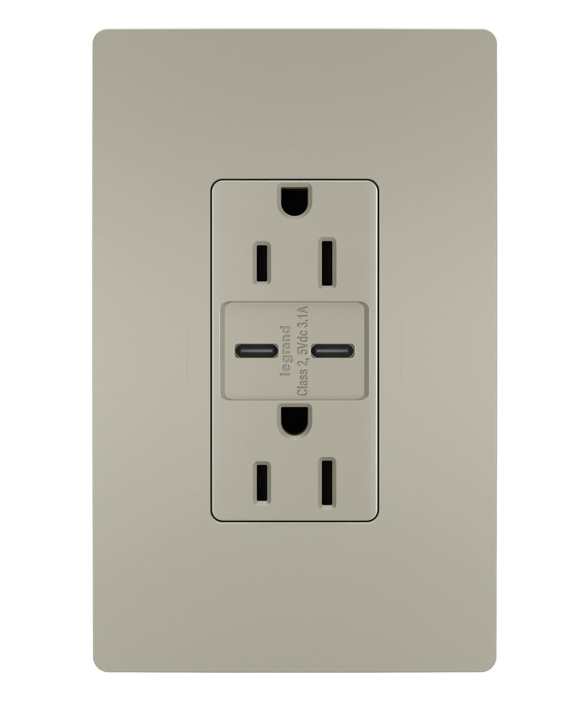 3.1 C-C USB+15A DUP REC NI VPK in Nickel