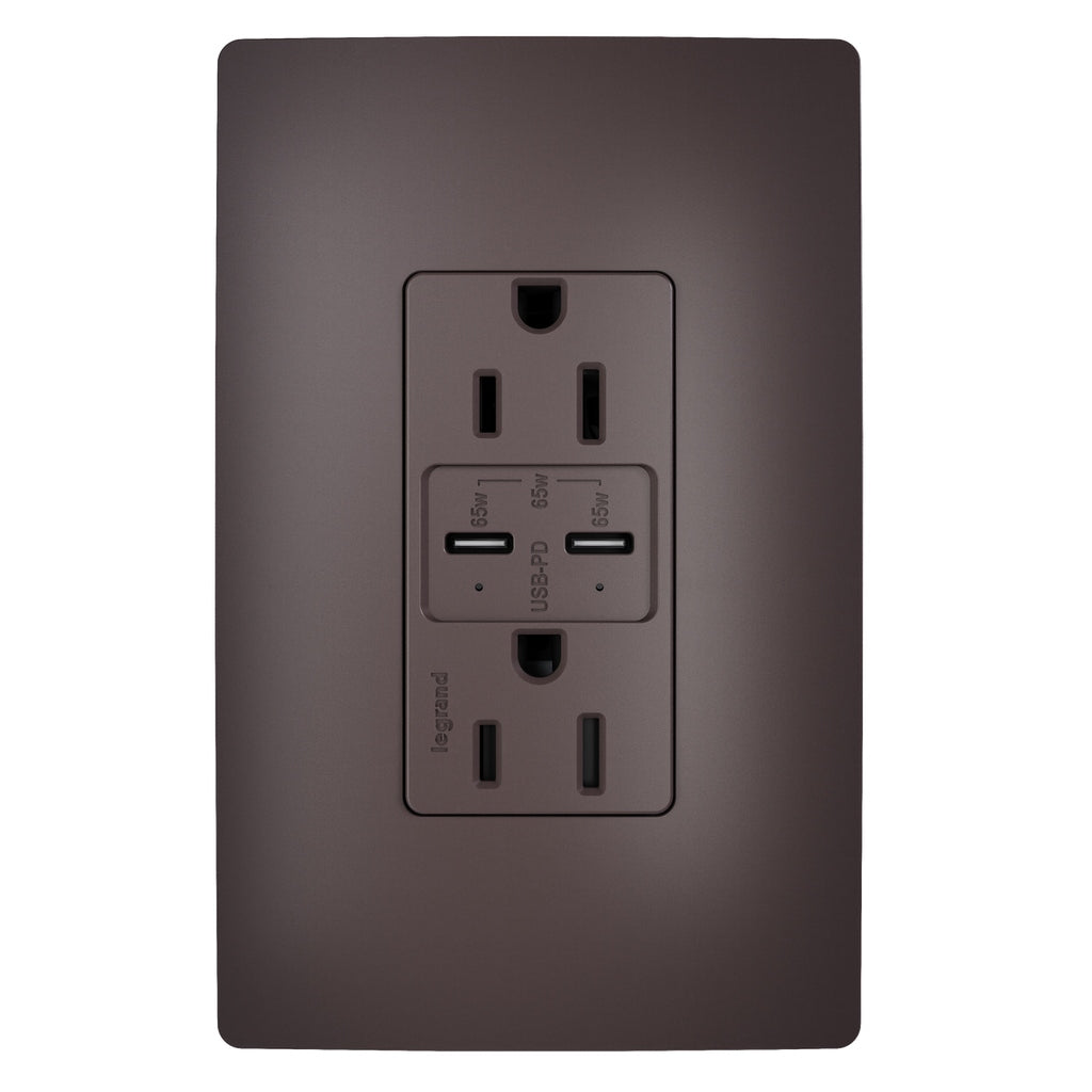 65W USB Outlet, Type C, 15A, Tamper-Resistant