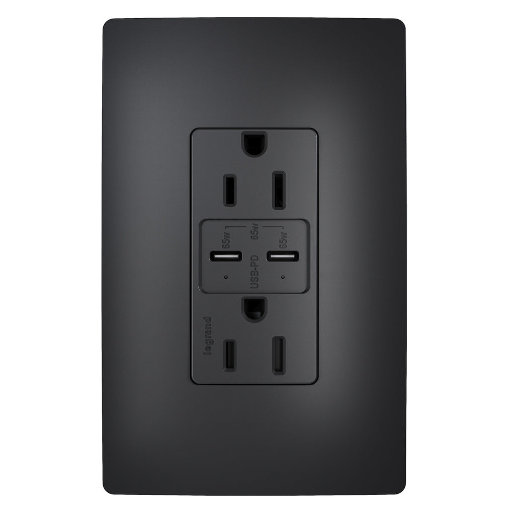 65W USB Outlet, Type C, 15A, Tamper-Resistant