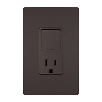 Single-Pole/3-Way Switch with 15A Tamper-Resistant Outlet in Brown