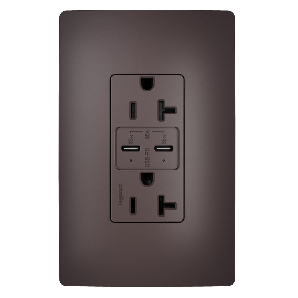 65W Commercial USB Outlet, Type C, 20A, Tamper-Resistant