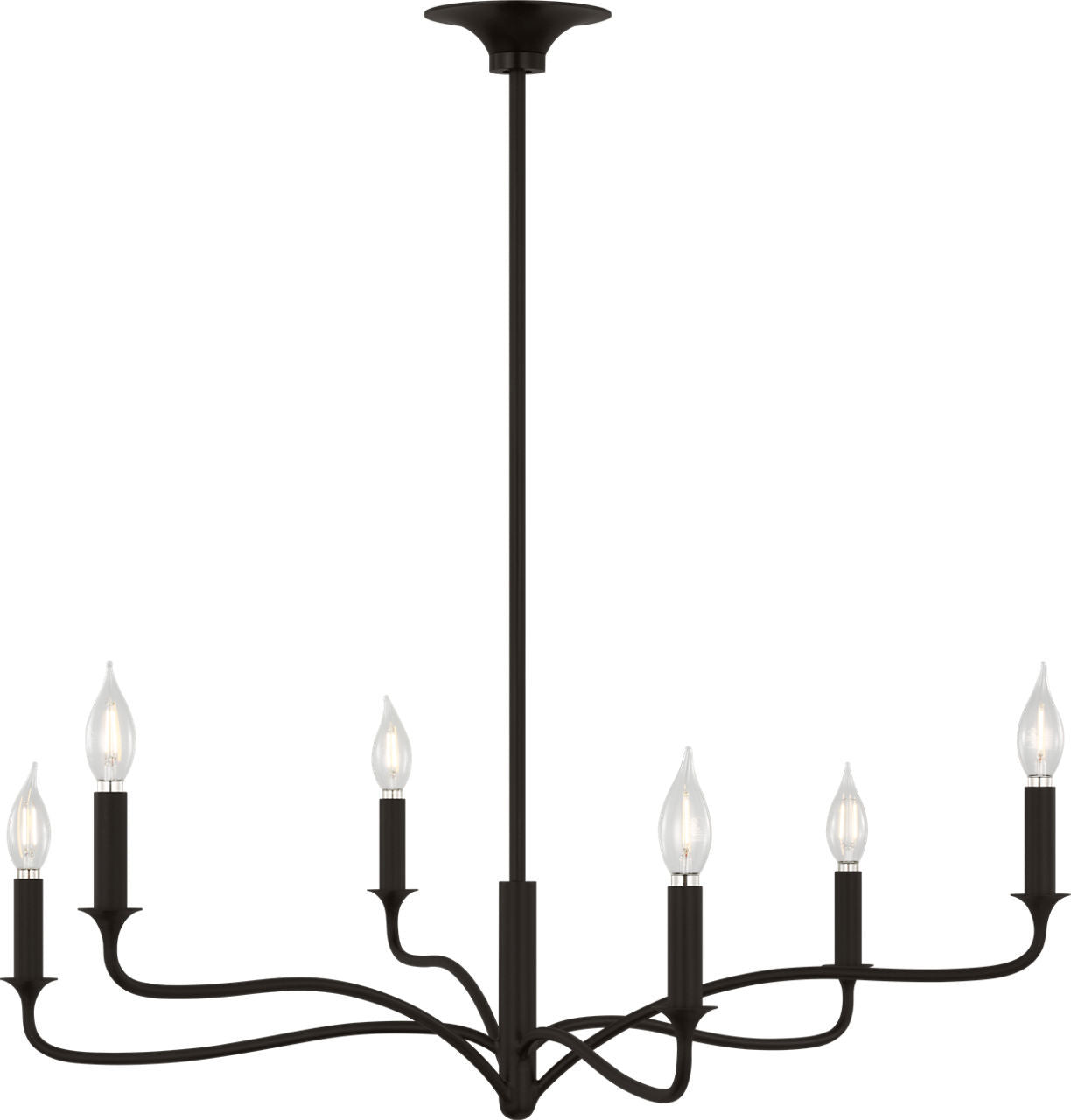 Lustre Chatsworth à six lumières en fer vieilli | Fer vieilli