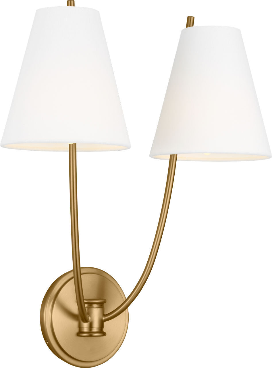 Marina Two Light Wall Sconce in Burnished Brass | Burnished Brass