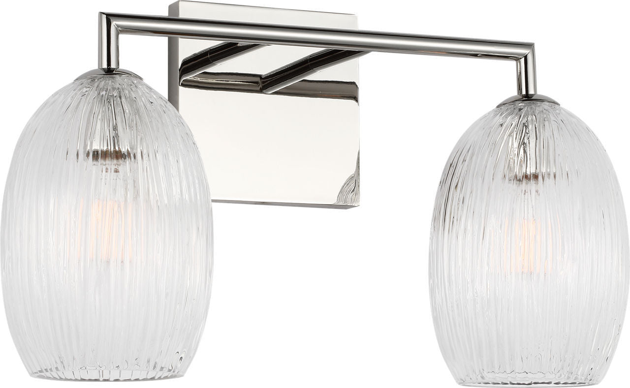 Applique de salle de bain Serafina deux lumières en nickel poli | Nickel poli