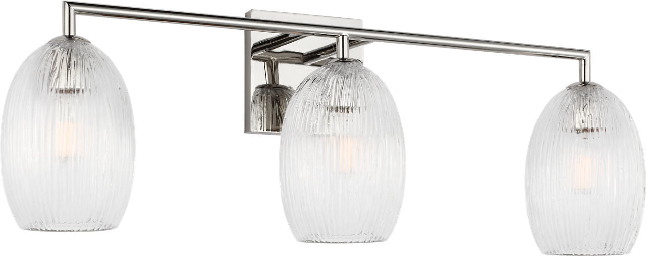 Serafina Three Light Bath in Polished Nickel | Polished Nickel
