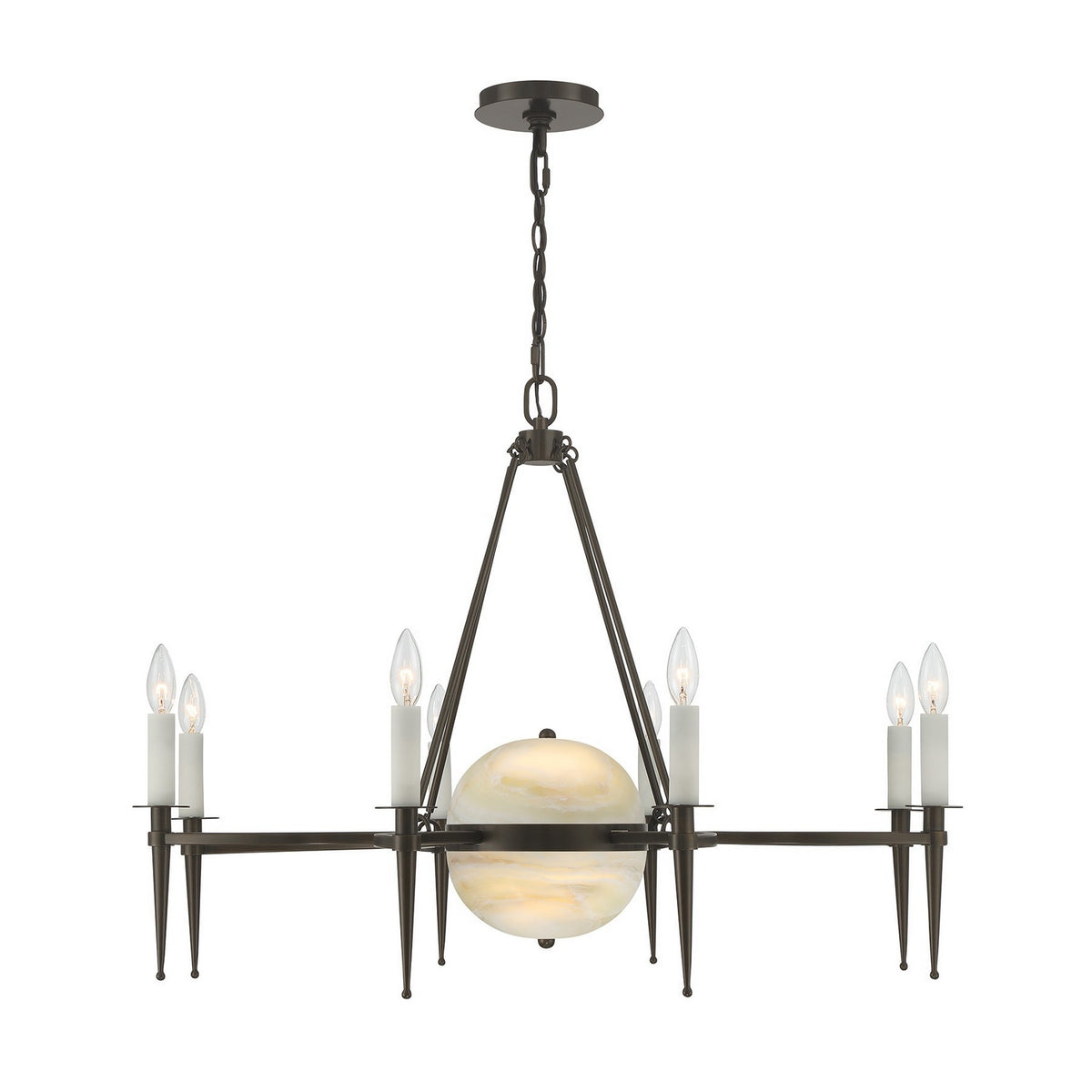 Lustre Sanger à dix lumières en bronze méditerranéen
