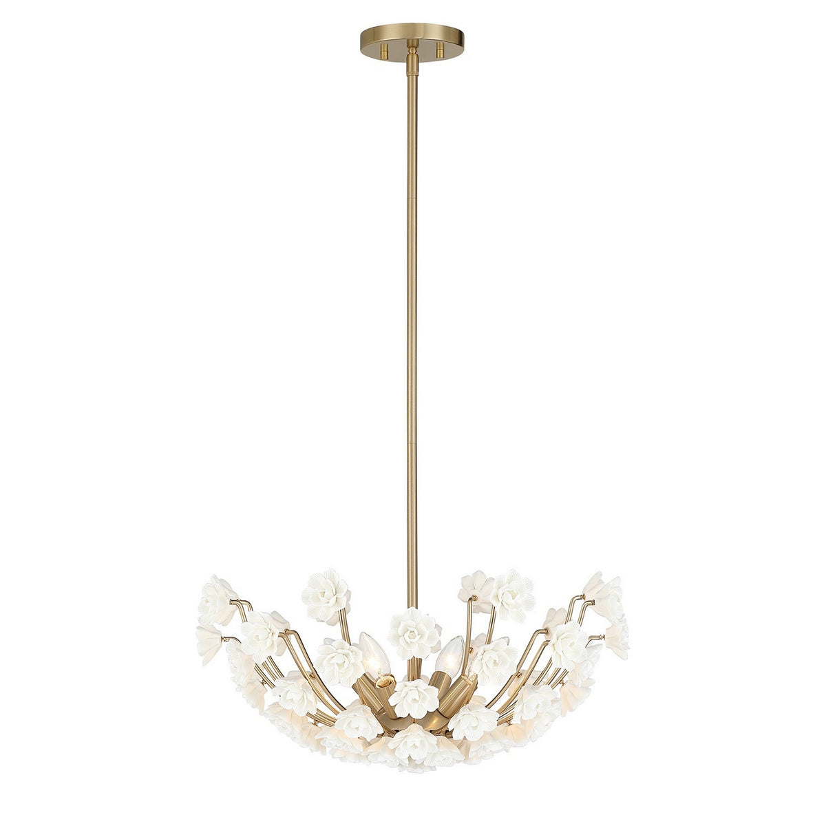 Flores Four Light Chandelier in Noble Brass
