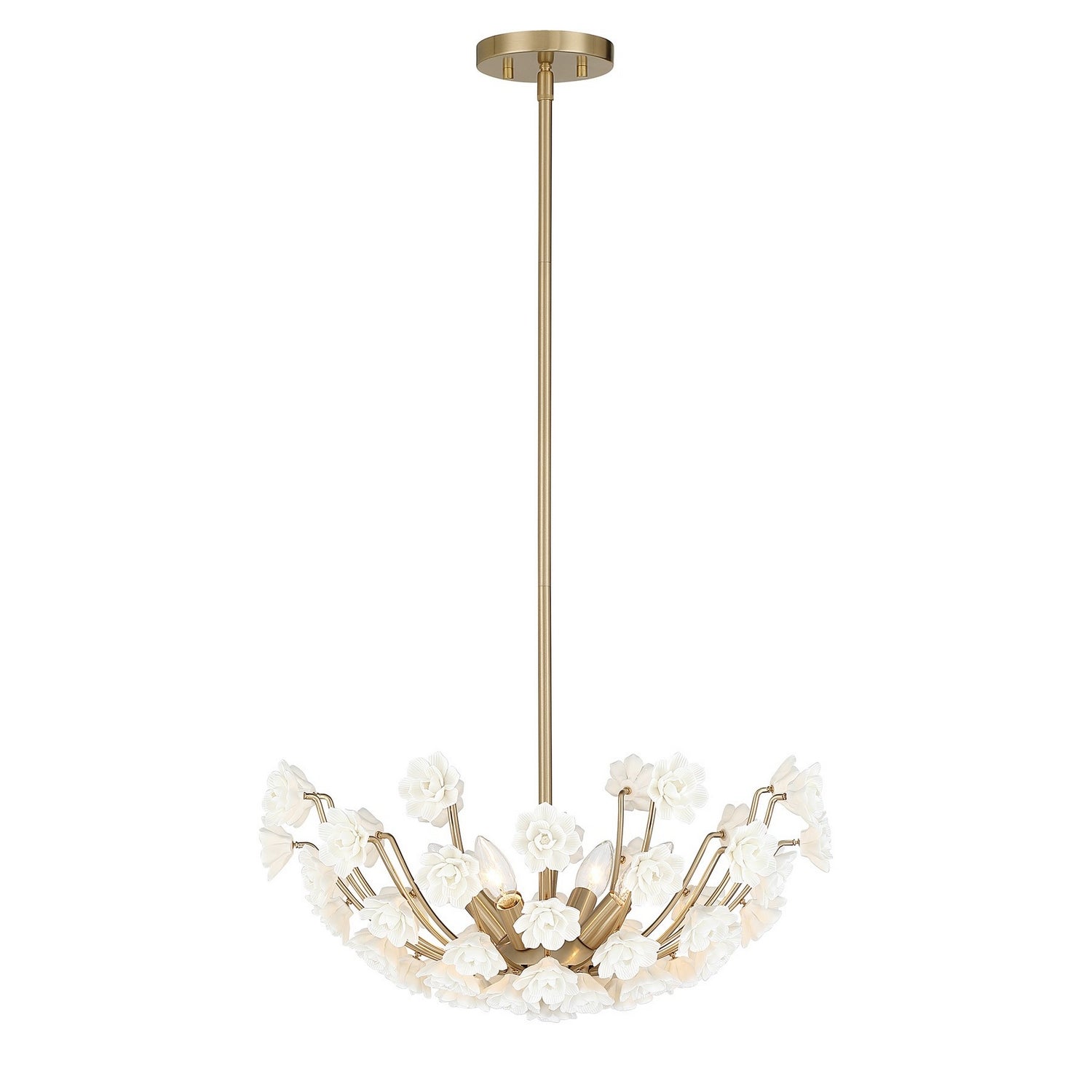 Flores Four Light Chandelier in Noble Brass