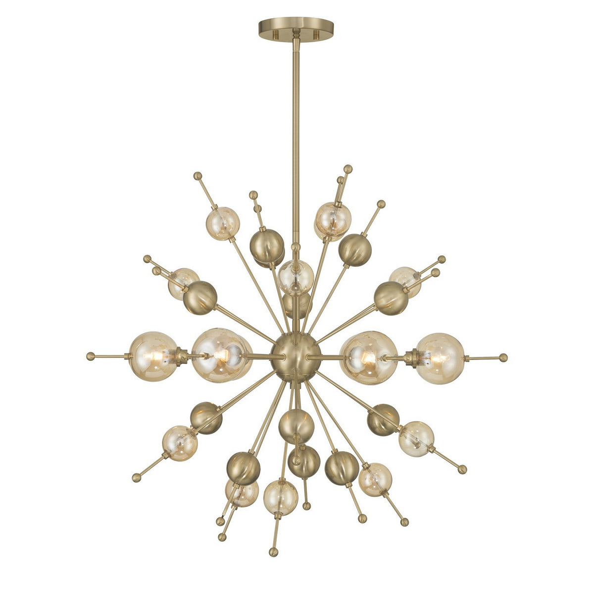 Crescent Six Light Chandelier in Noble Brass
