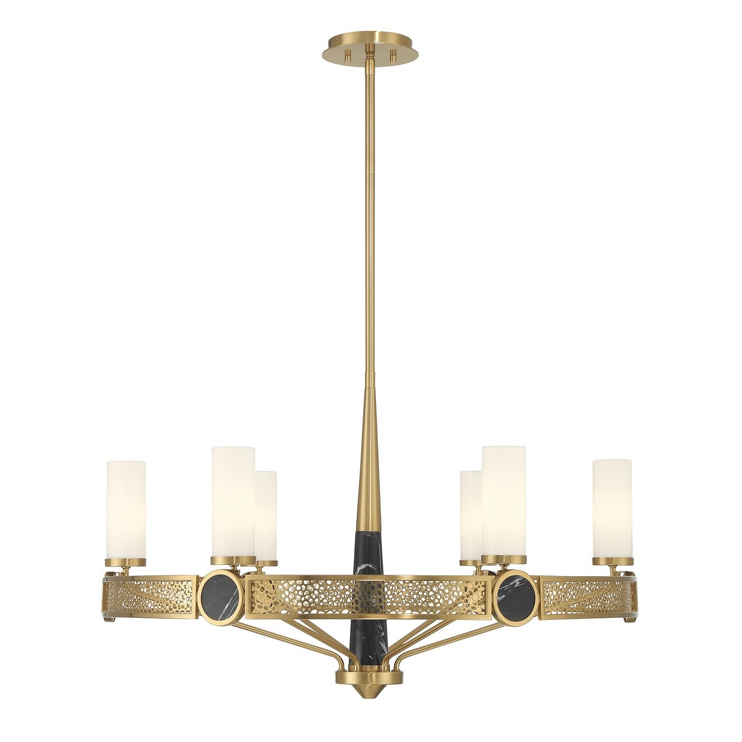 Farrell Six Light Chandelier in Warm Brass
