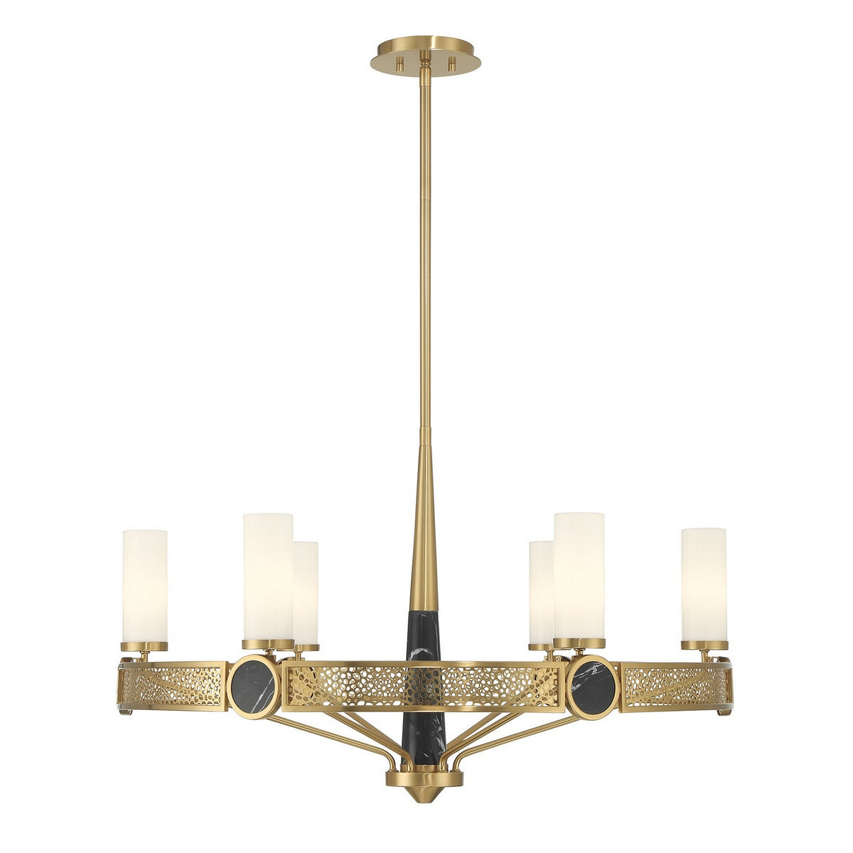 Farrell Six Light Chandelier in Warm Brass