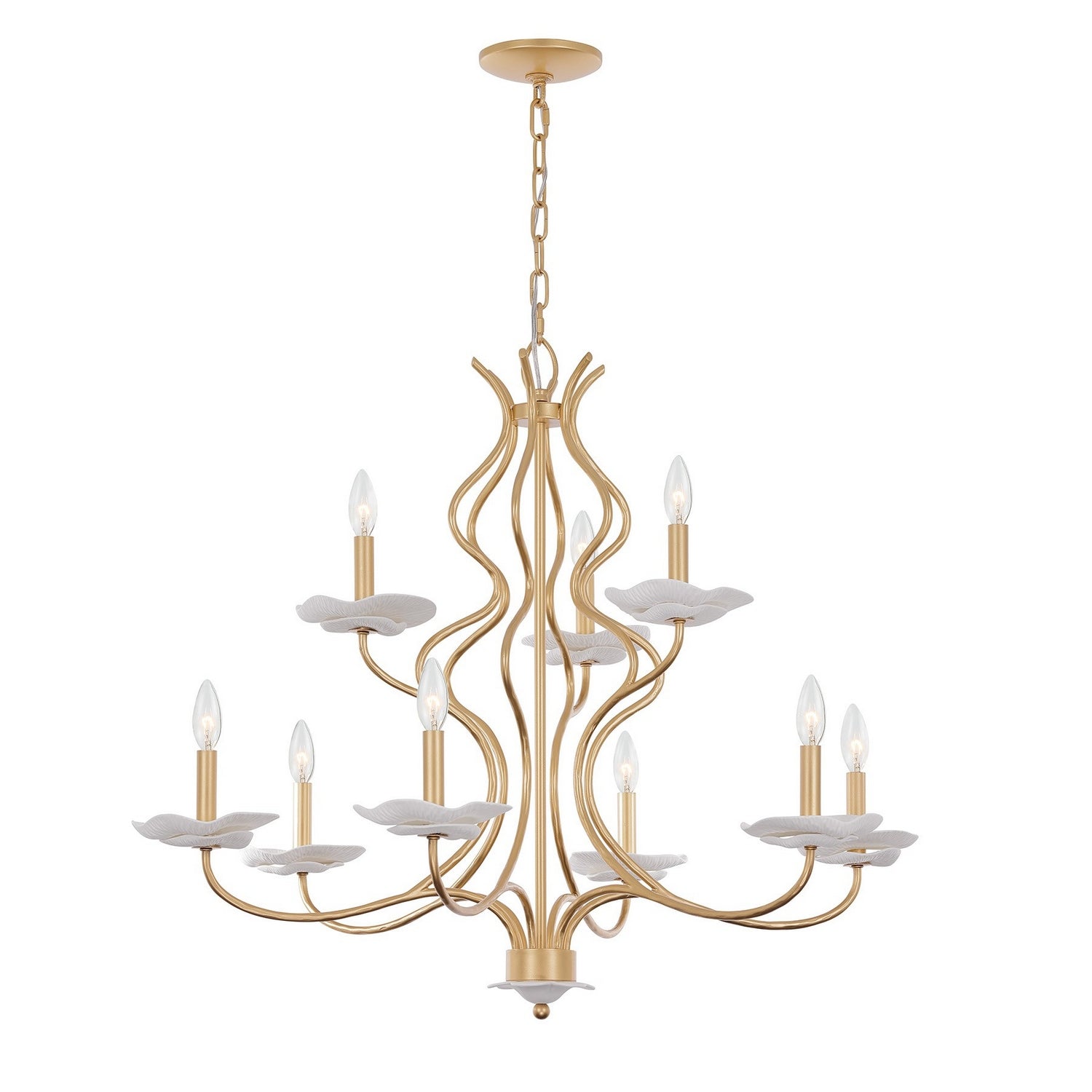 Lilly Nine Light Chandelier in Royal Gold