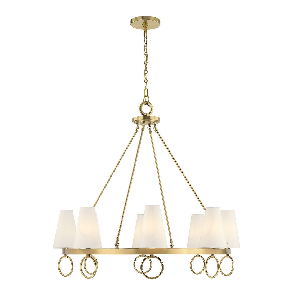 Wilkes Eight Light Chandelier in Warm Brass