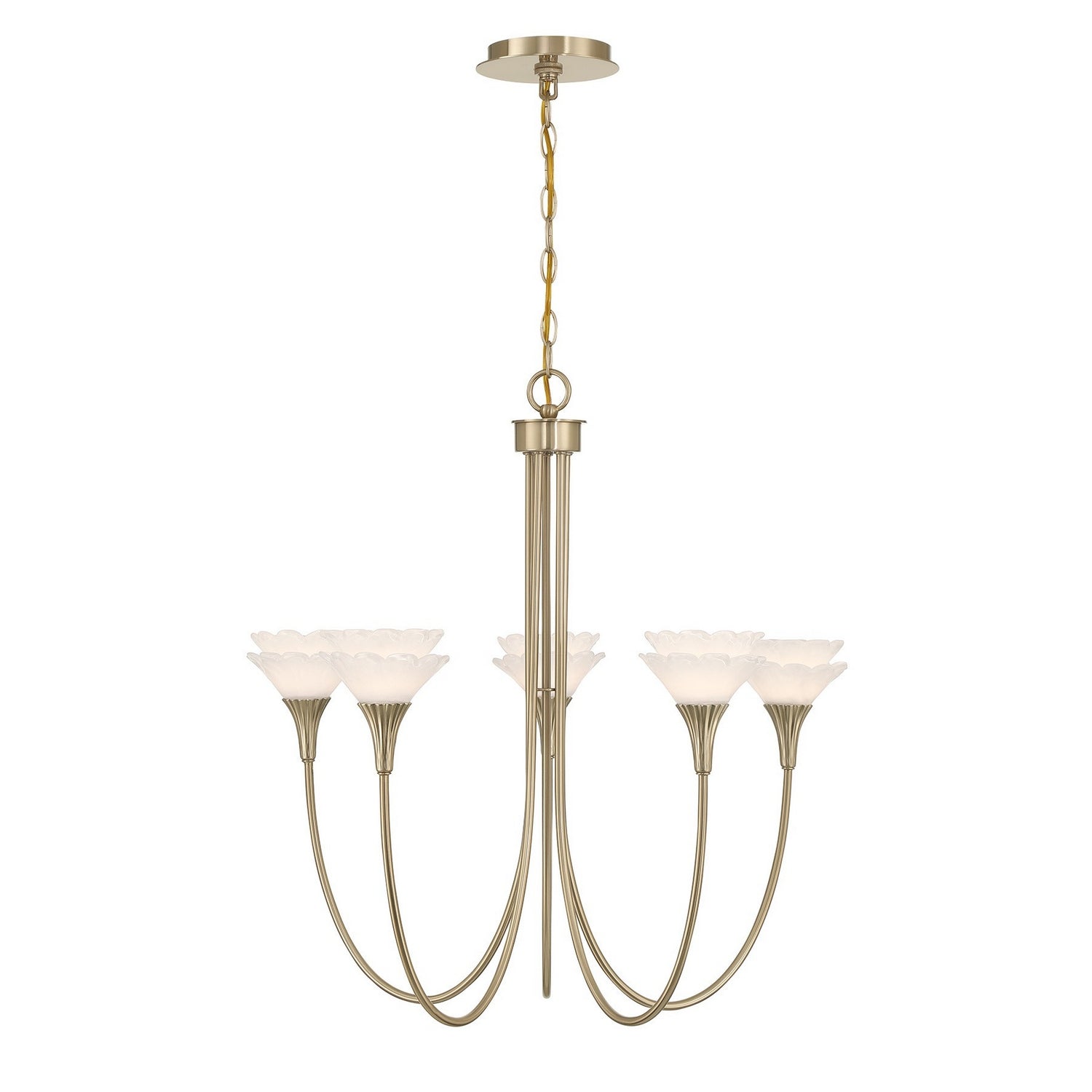 Florena Five Light Chandelier in Noble Brass