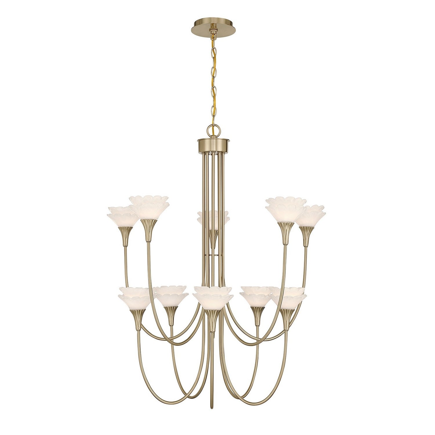 Florena Ten Light Chandelier in Noble Brass