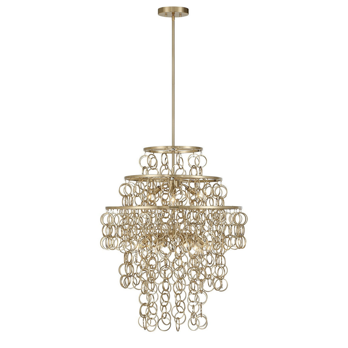 Setentas Nine Light Pendant in Noble Brass