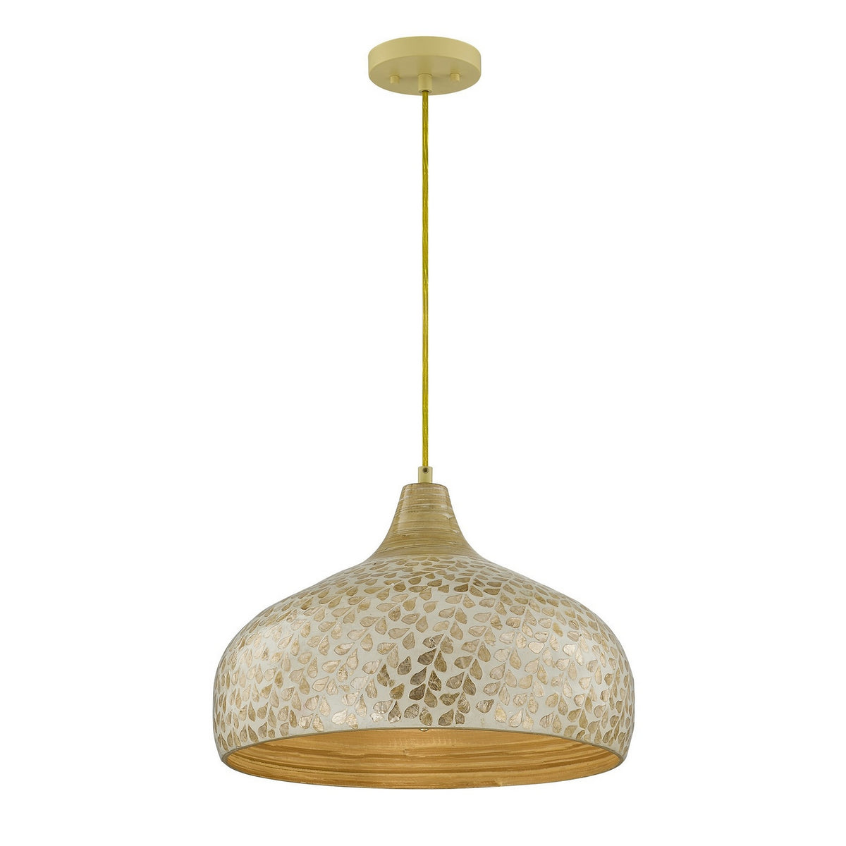 Kemp One Light Pendant in Ivory and Gold Shell