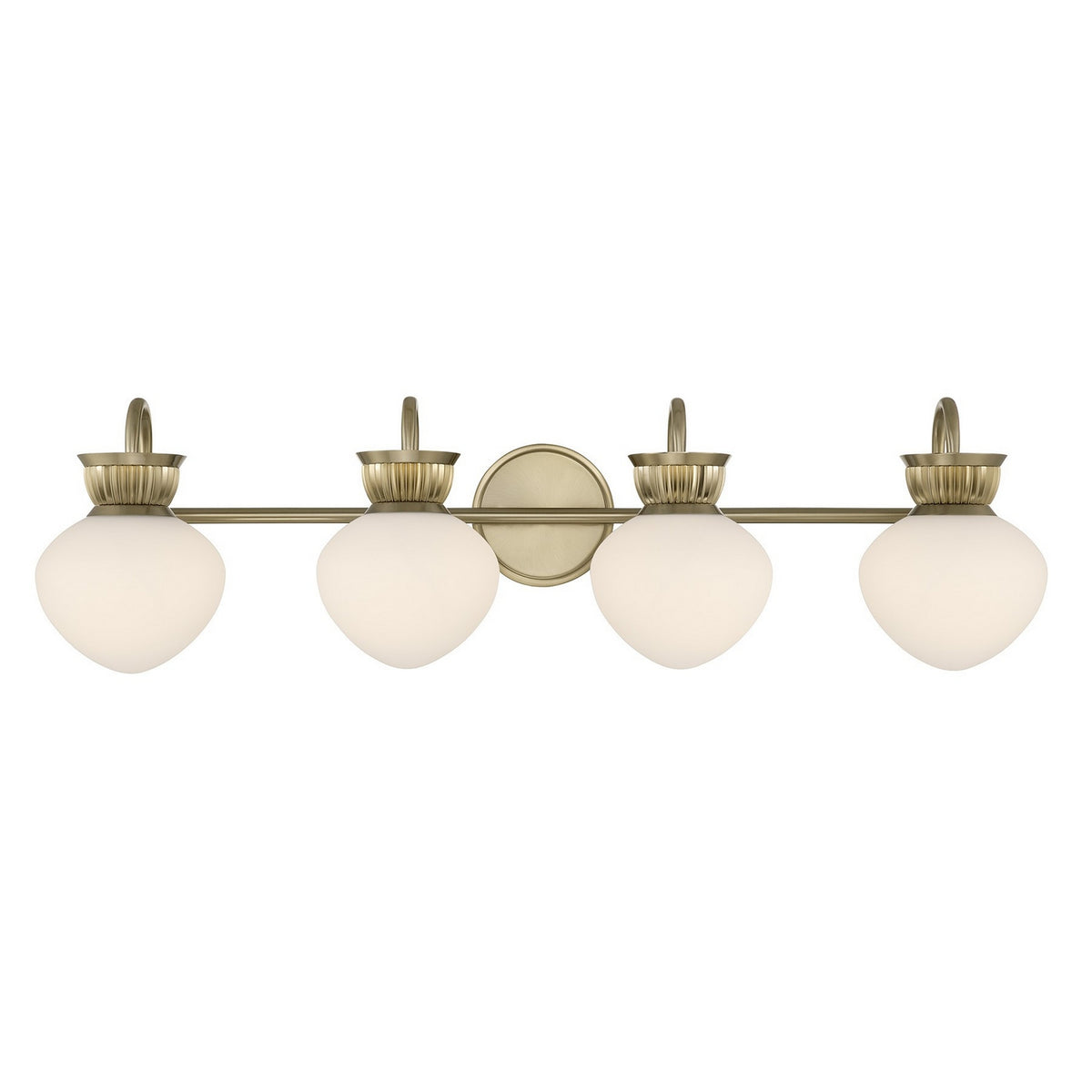 Melbourne Four Light Bathroom Vanity in Noble Brass