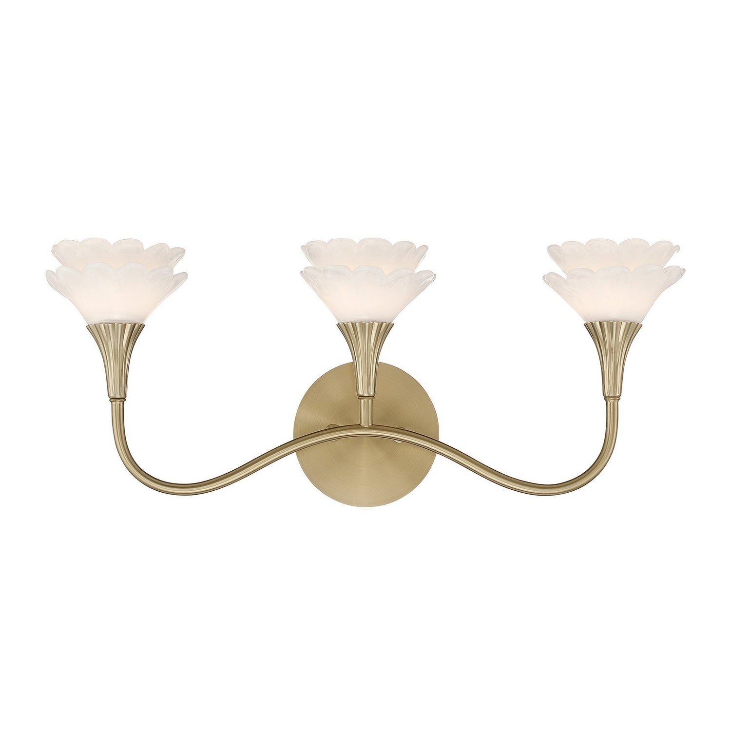 Florena Three Light Bathroom Vanity in Noble Brass