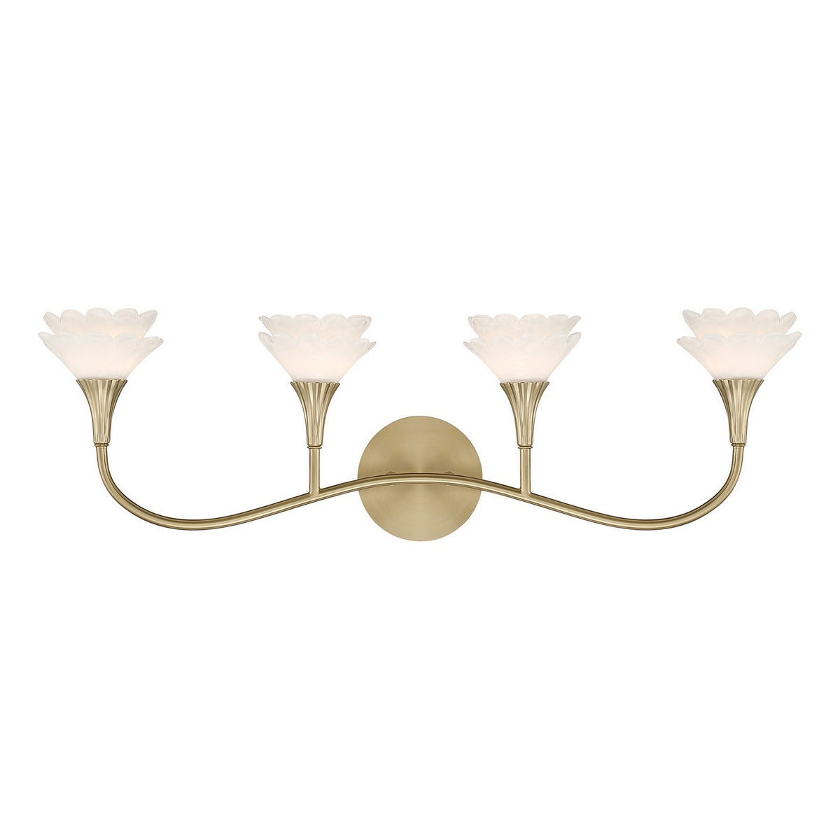 Florena Four Light Bathroom Vanity in Noble Brass