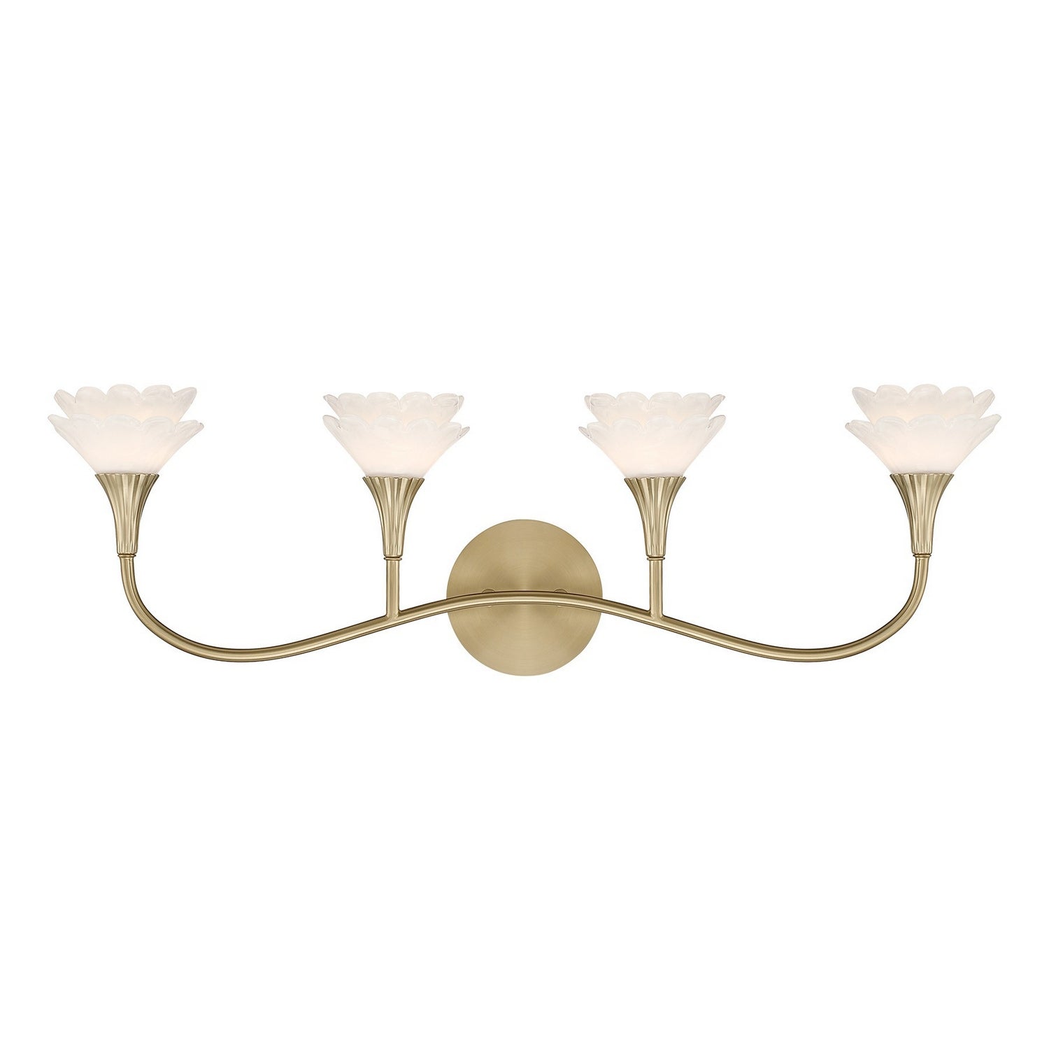 Florena Four Light Bathroom Vanity in Noble Brass
