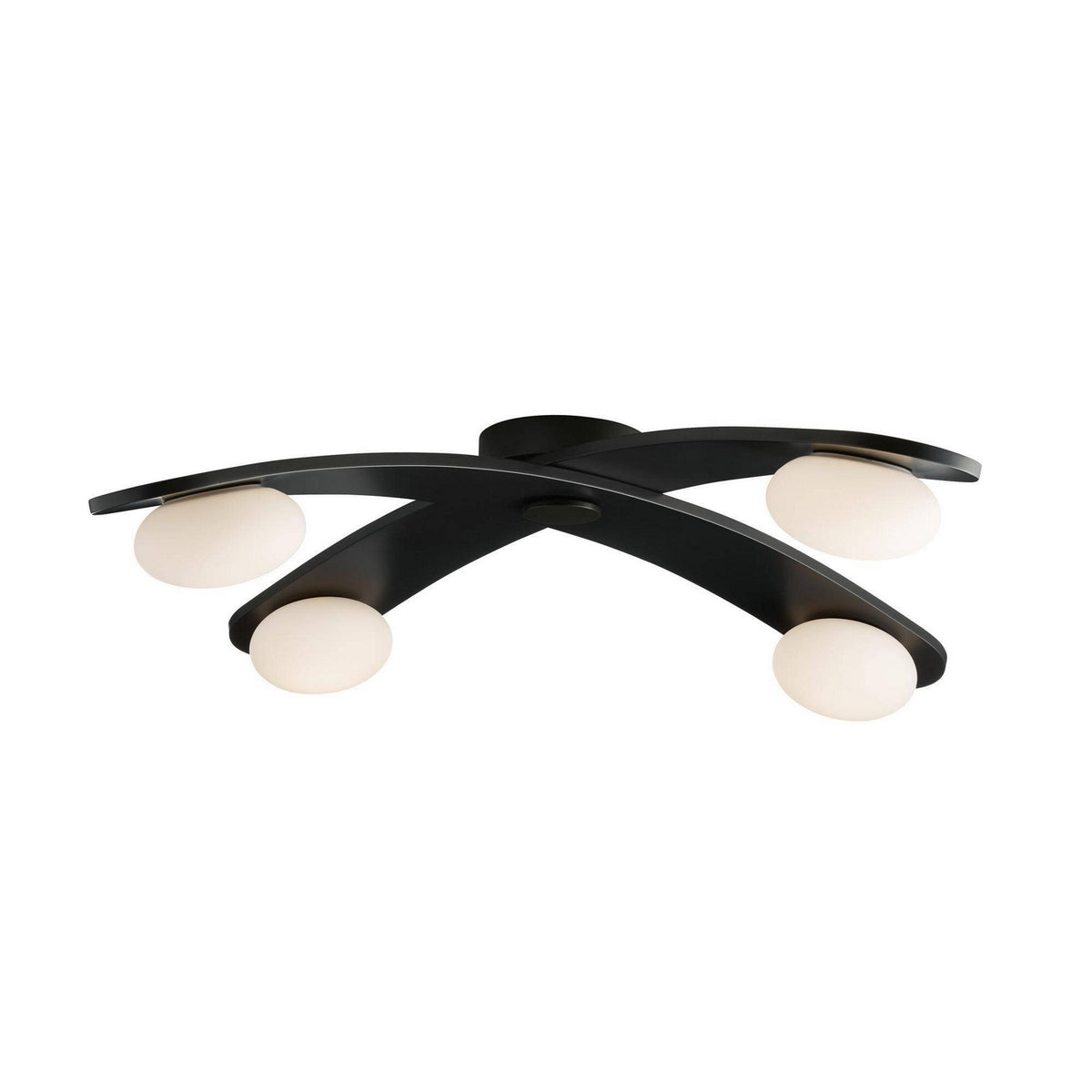 Axia LED Flush Mount in Blackened Iron/Matte Opal