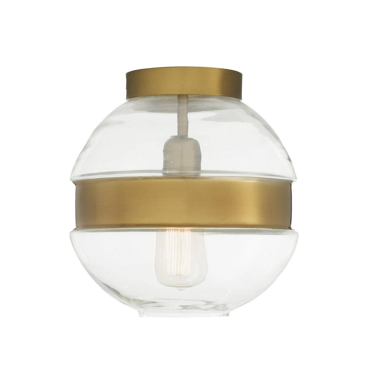 Garrison One Light Flush Mount in Clear/Antique Brass