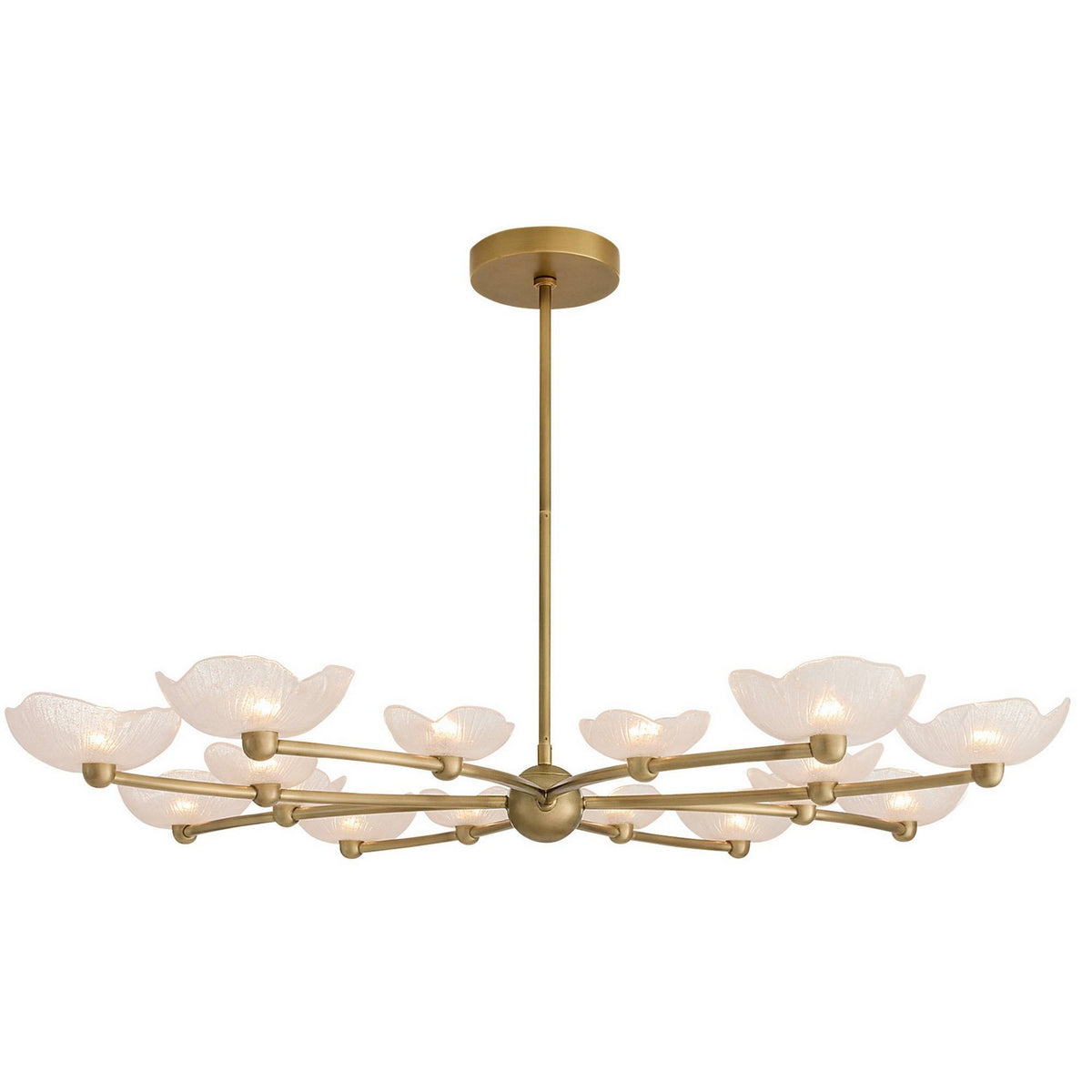 Fleurana LED Chandelier in Frosted/Antique Brass