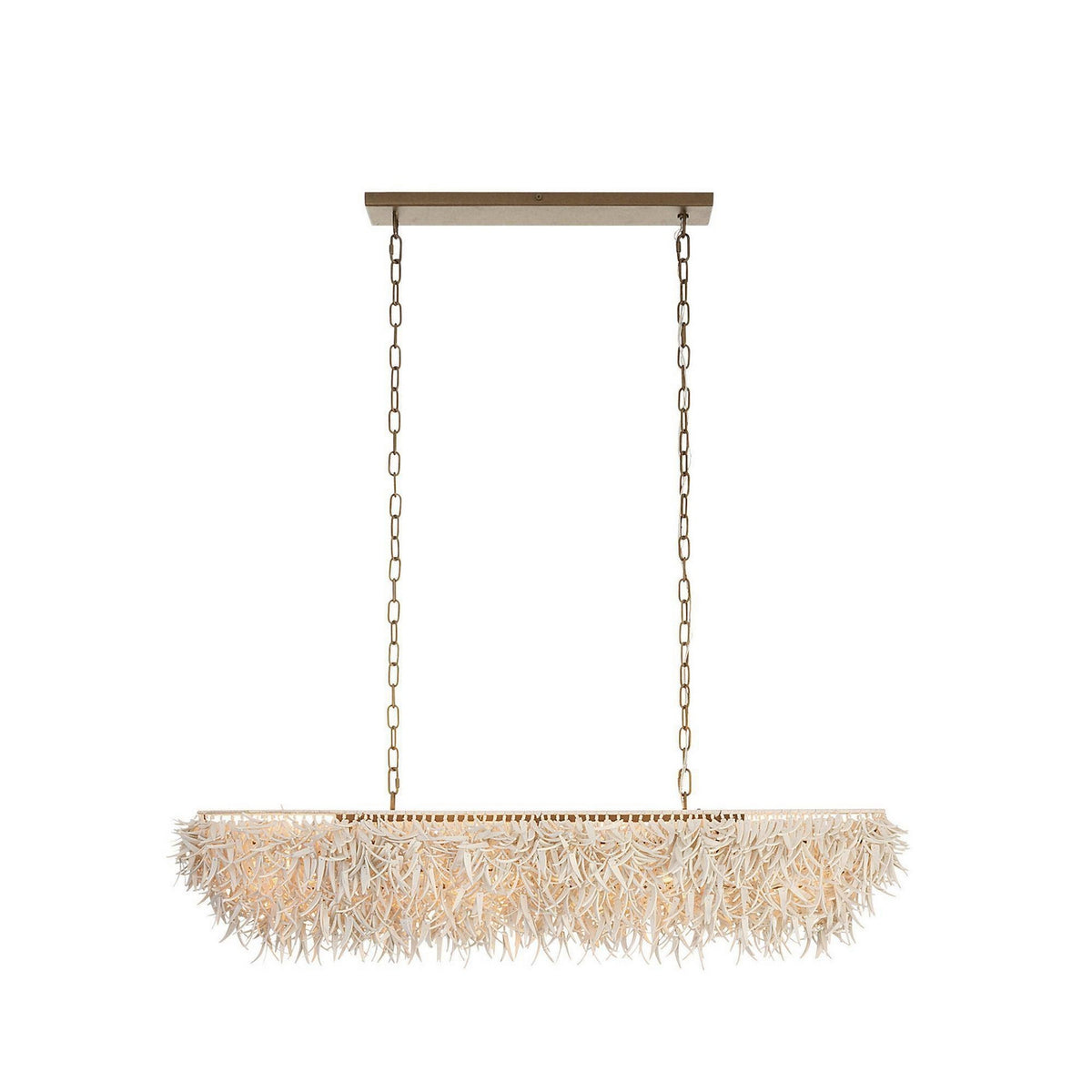 Cabo Six Light Linear Chandelier in Ivory/Antique Brass