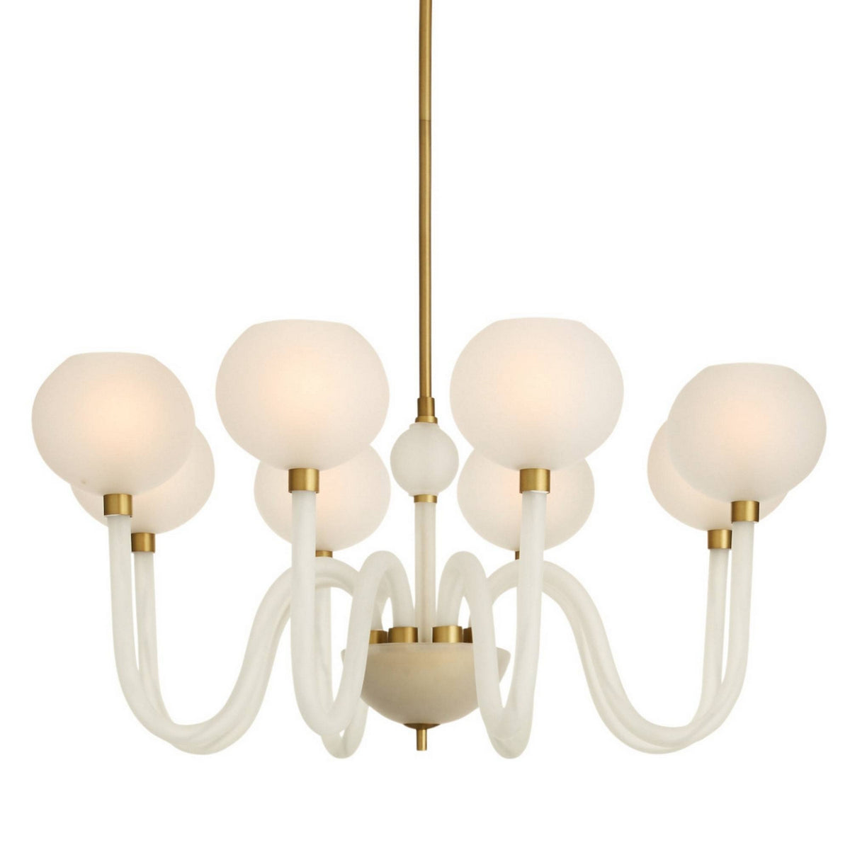 Tebaldi Eight Light Chandelier in Clear Etched/Antique Brass