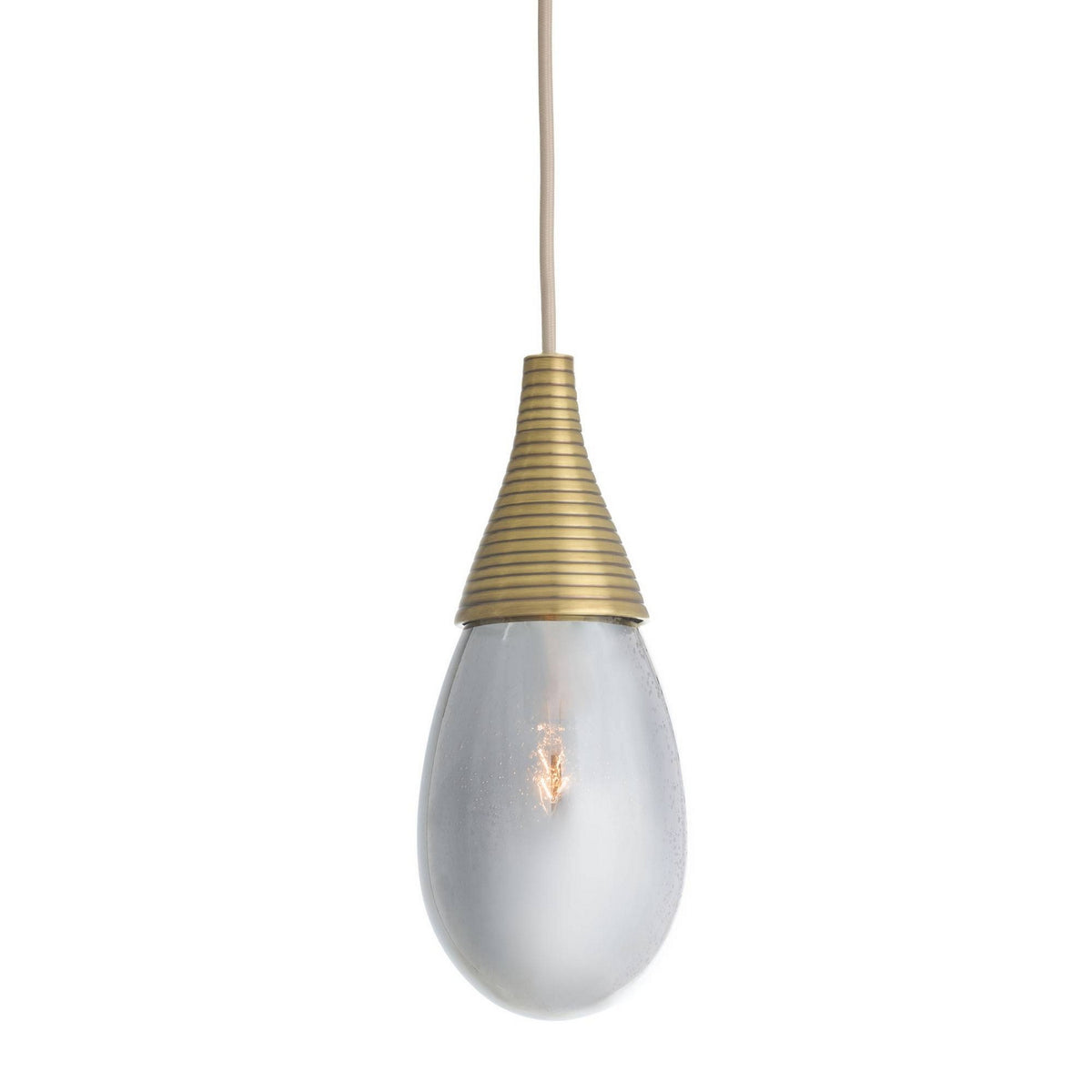 Giselle One Light Pendant in Smoke Luster/Antique Brass