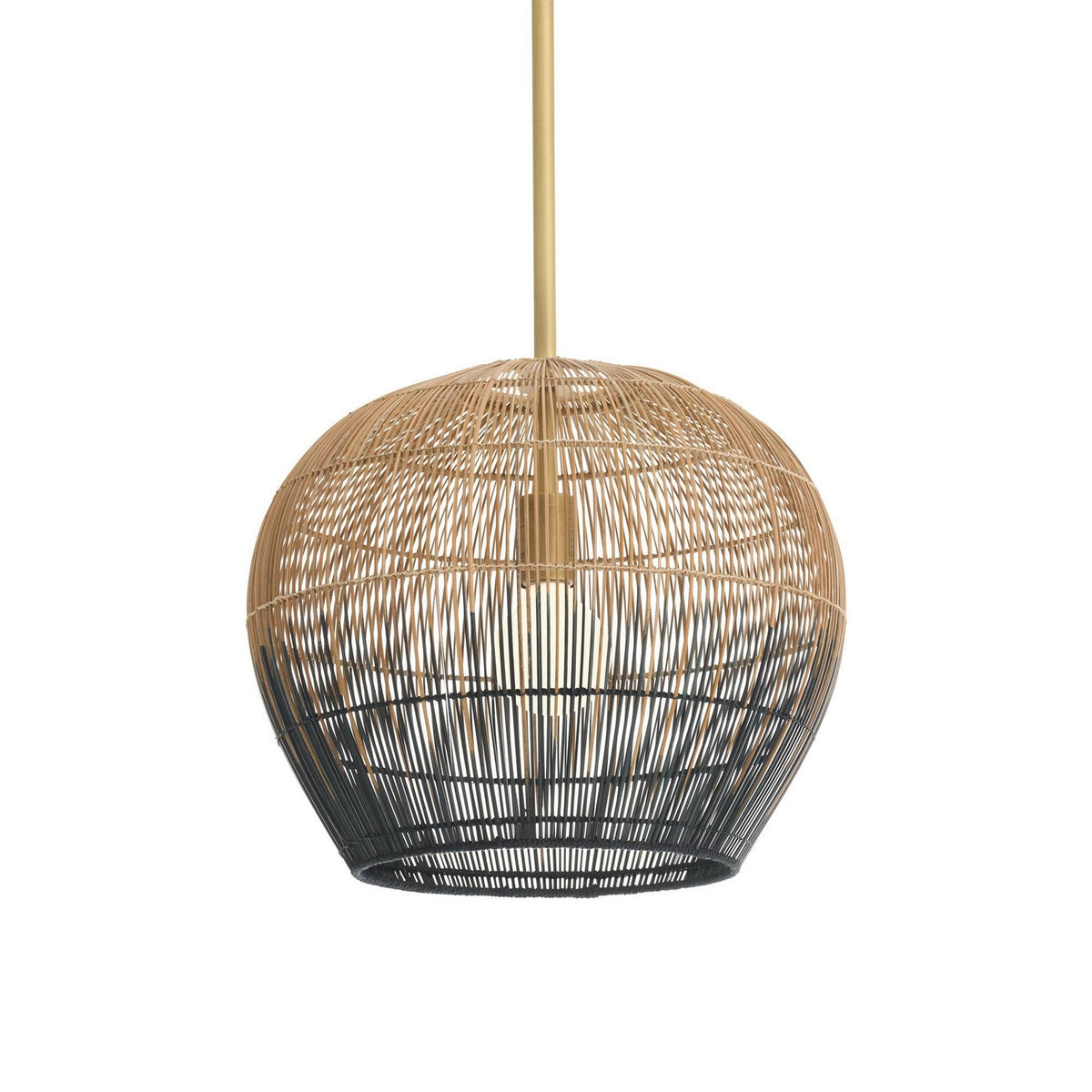Swami One Light Pendant in Natural and Black/Antique Brass