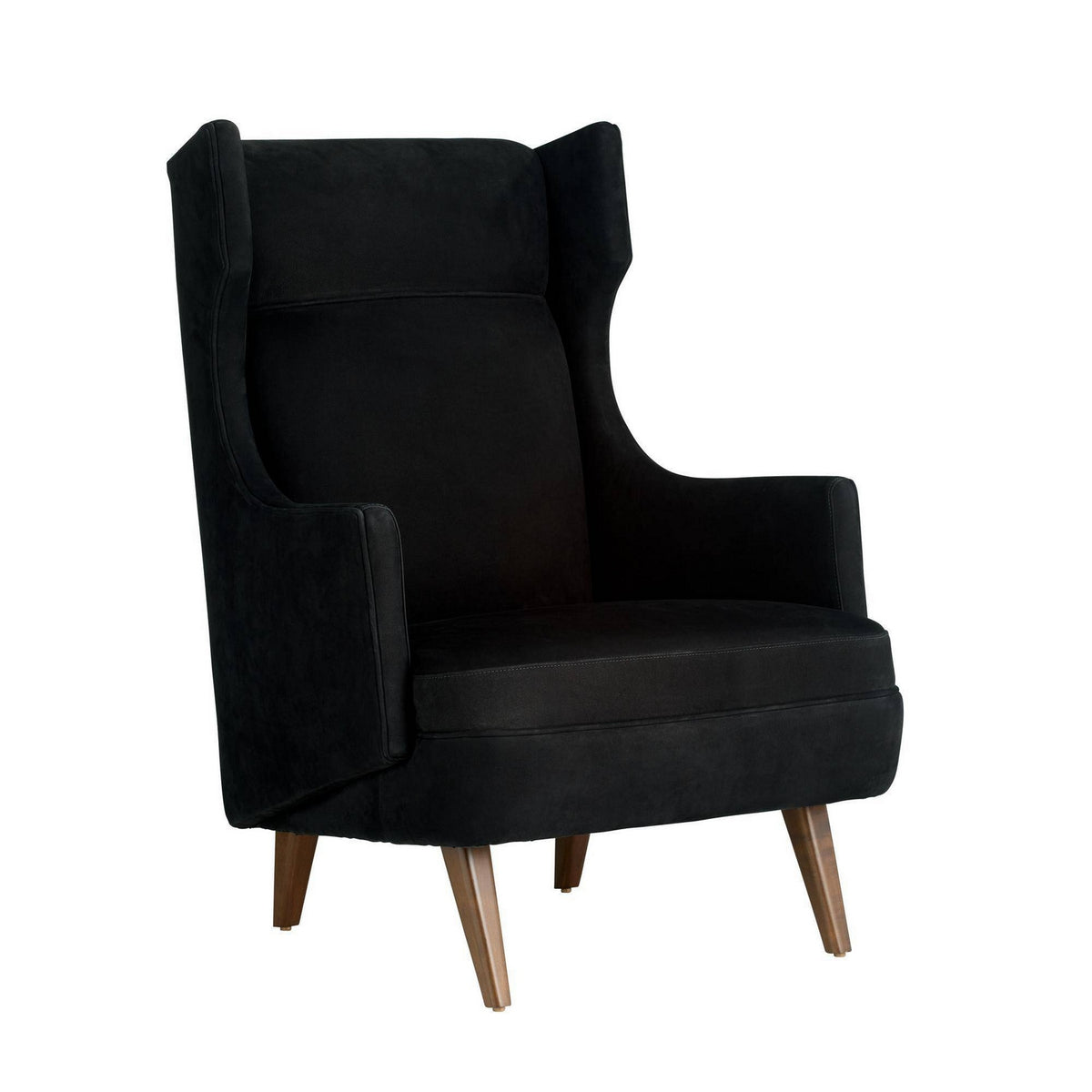 Budell Chair in Noir Nubuck/Dark Walnut