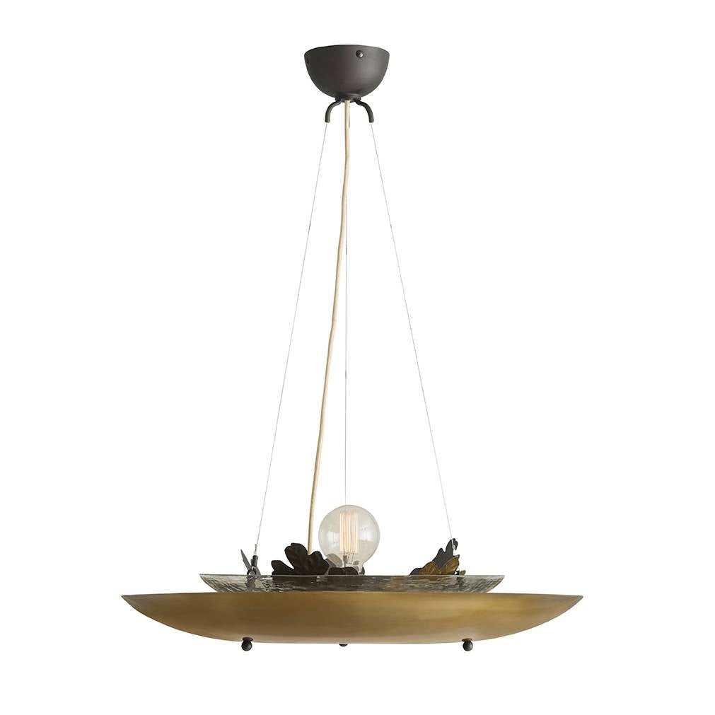 Chene One Light Chandelier in Antique Brass/Clear