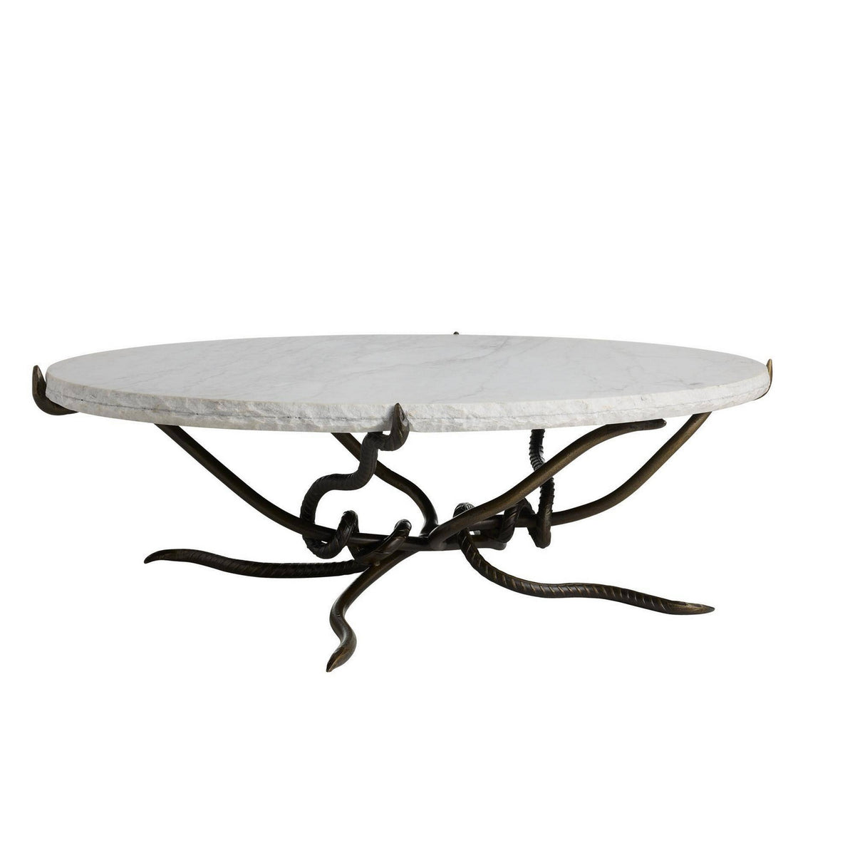 Muscadine Coffee Table in White Marble/Antique Bronze