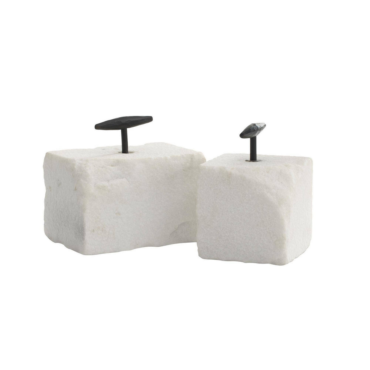 Pedra Bookends, Set of 2 in White/Blackened Iron