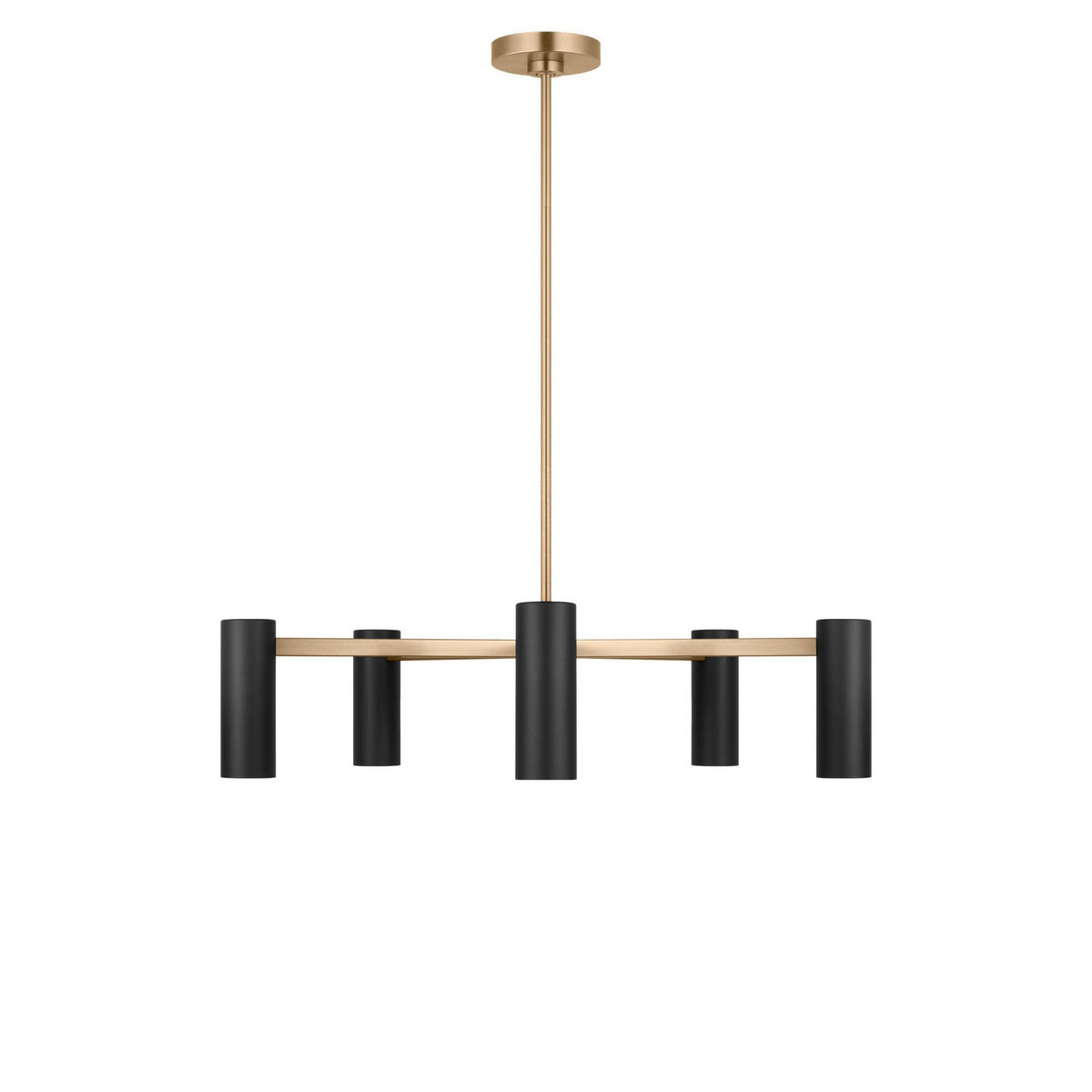 Zentro Five Light Chandelier in Satin Brass
