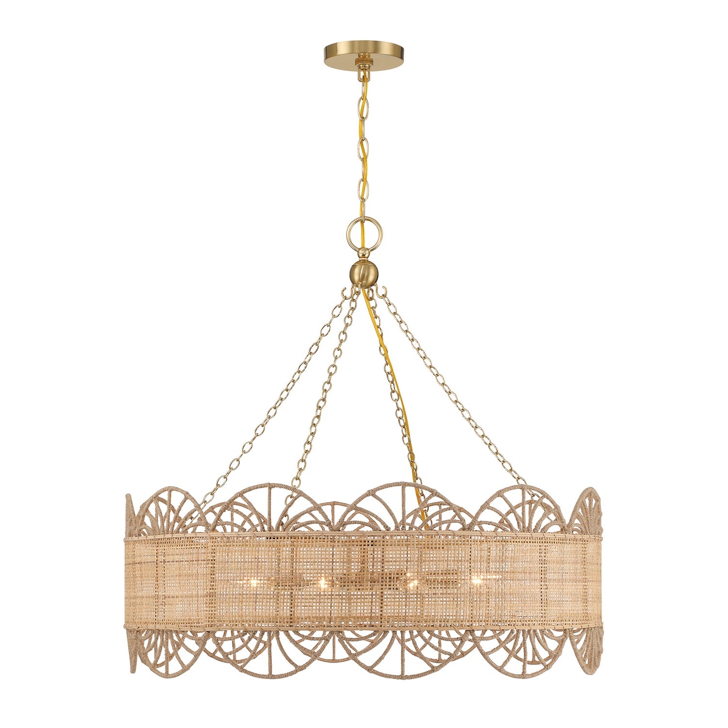 Lustre Shawnee à huit lumières en laiton chaud