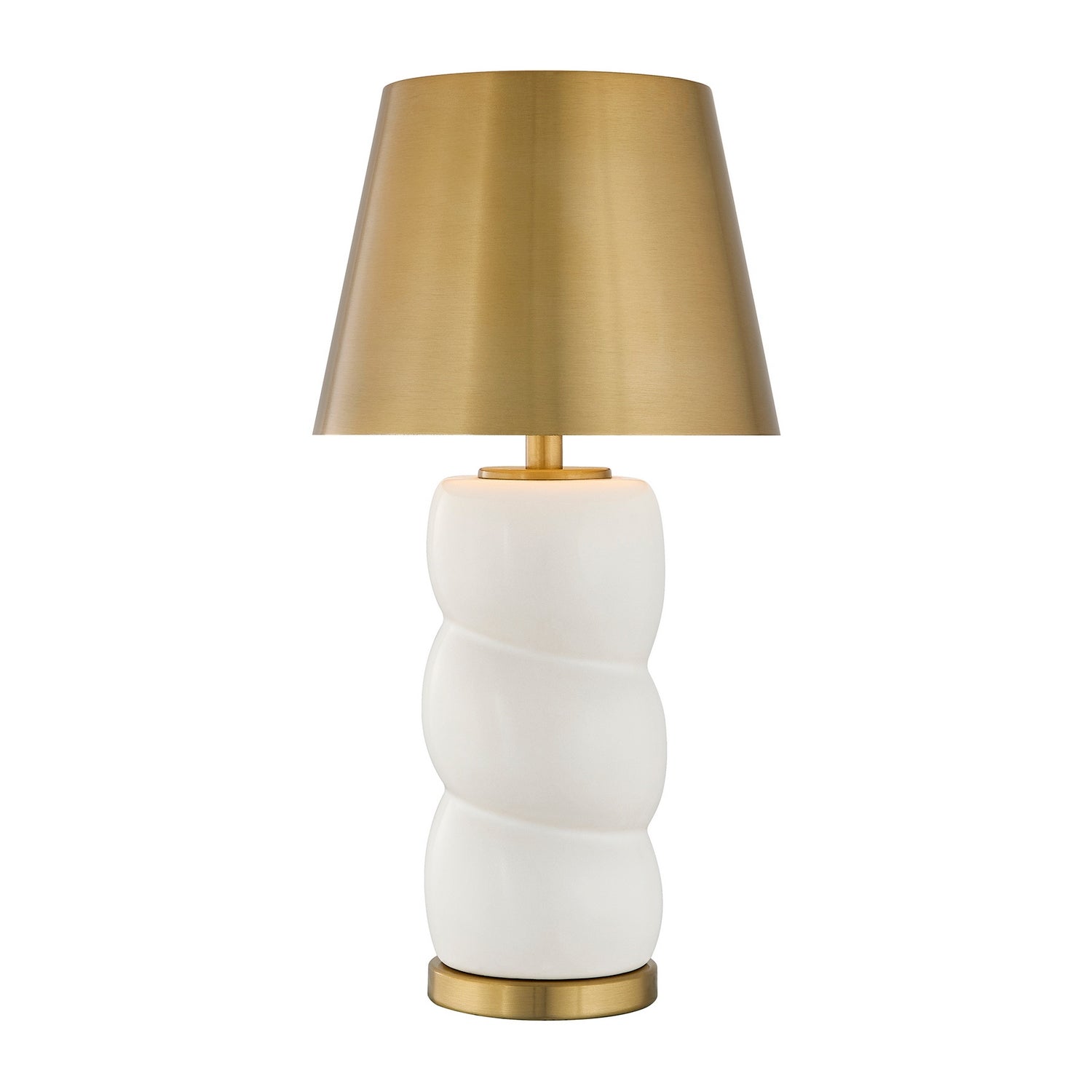 Lampe de table à LED Shelly en blanc et laiton